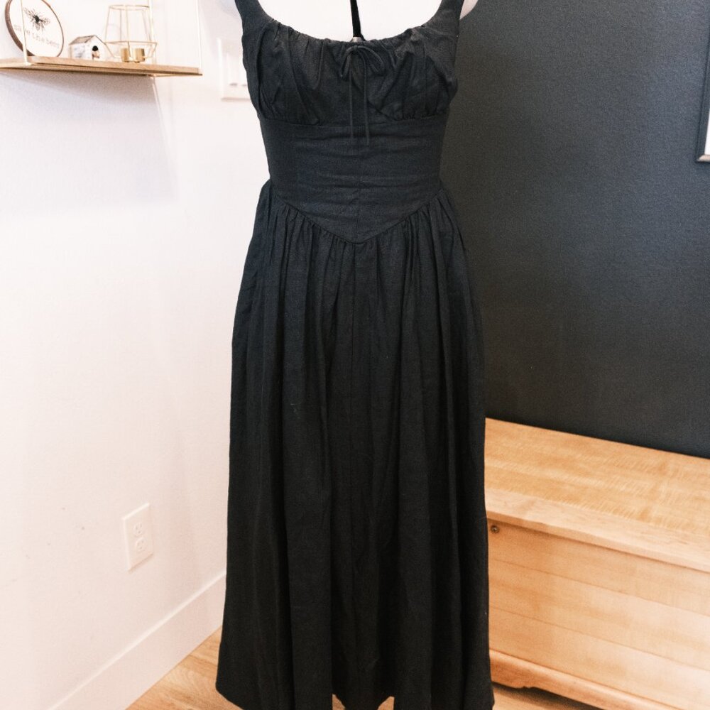 Reformation Balia Linen Dress Black Size 4 - Picture 5 of 10